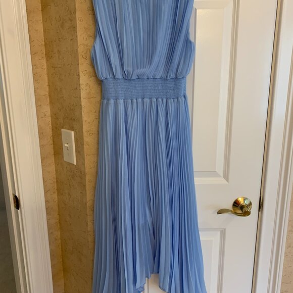 Lascana blue sleeveless V-neck handkerchief hem dress women’s size Medium NWT - Picture 5 of 5